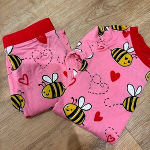 Pink Bee Print Kids Pajamas Little Sleepies